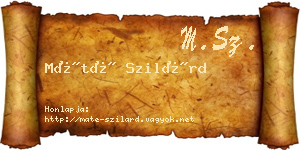 Máté Szilárd névjegykártya